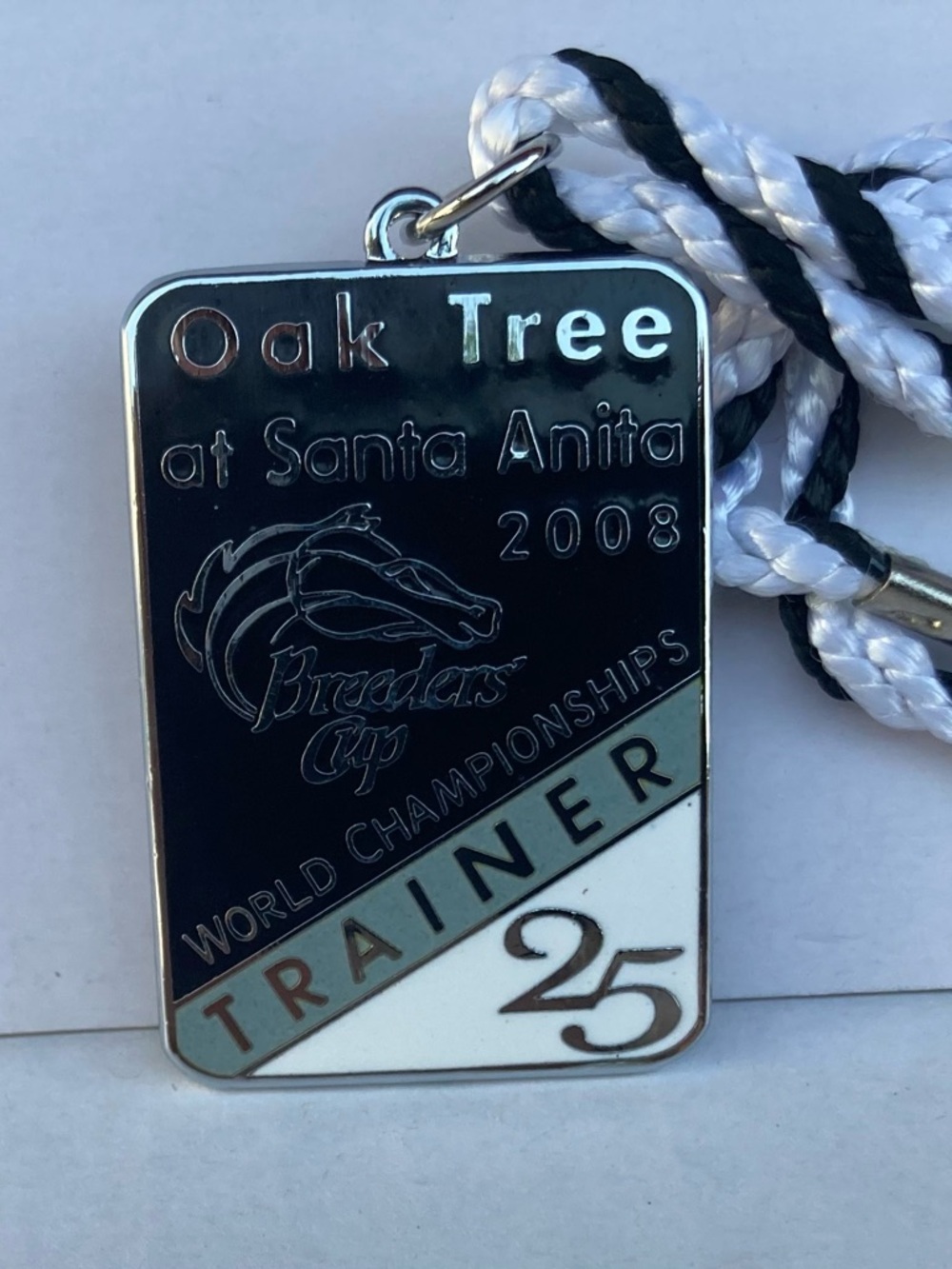Breeders' Cup Trainer lanyard badge - Black & White